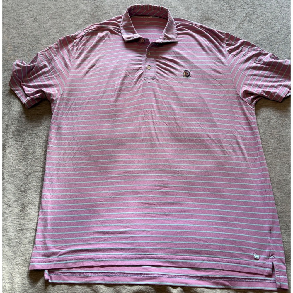 Peter Millar Summer Comfort Polo Shirt Pink Blue Striped MS17K72 Mens Large